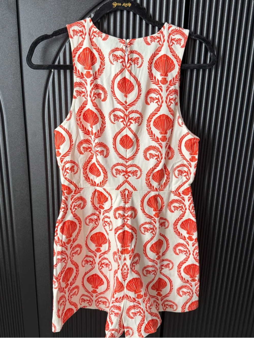 VICI White and Coral Shell-Print Sleeveless Mini Dress - Picture 11 of 14